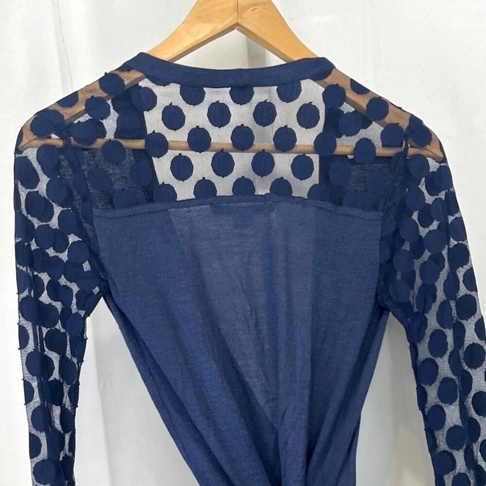 DIANE VON FURSTENBERG DVF Linda Silk Wrap Dress Lace Polka Dot Blue Size P XS - Picture 5 of 8
